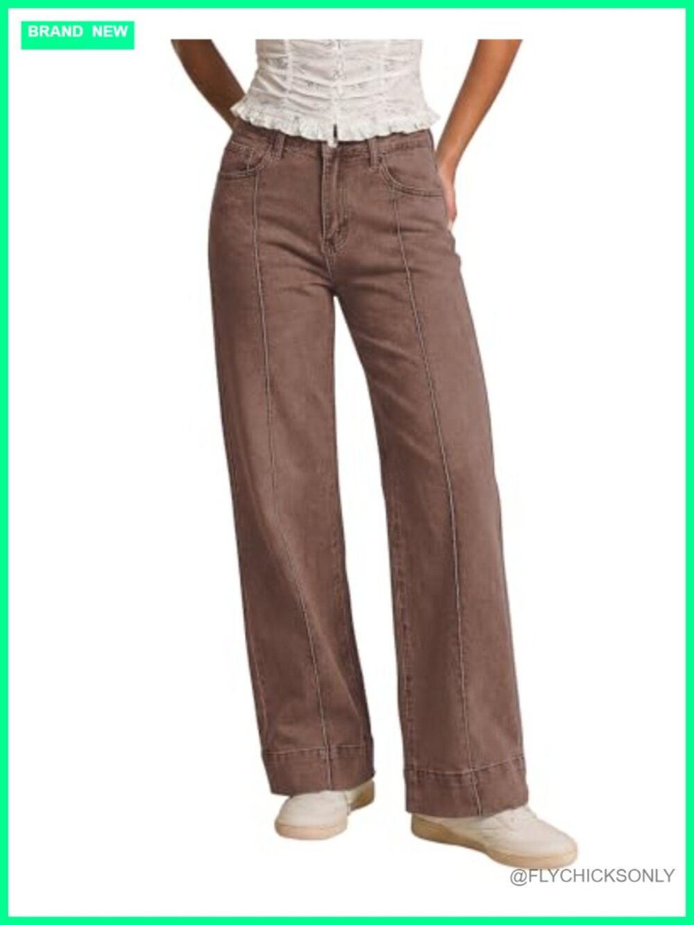 High Waist Wide Leg Jeans Stretchy Denim Trouser Pants